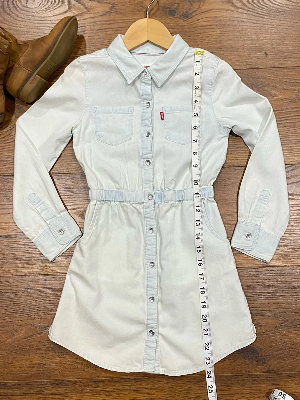 Levi’s Girls’ Long Sleeve Western Light Wash Denim Shirtdress Size Small (4-5)